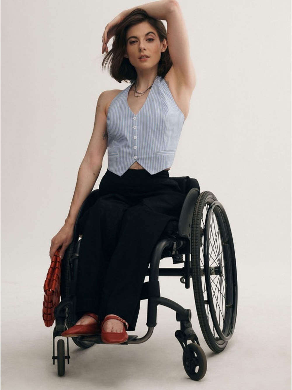 Maeve Anthropologie Adaptive Seated Colette Cropped Wide Leg Pants Black 29